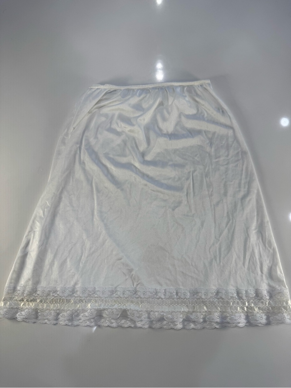 Lightweight White Lace-Hem Half Slip